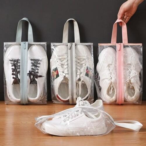 Transparent Shoe Bag Dust-proof Moisture-proof Collection Bags PU Travel Storage-bags Convenient Organizer Sorting Zipper Tote
