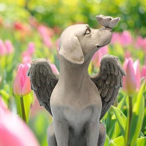 Angel Pet Garden Statue Cute Sleeping Dog In Angels Wing Resin Ornament Pet Statue Of Angel Home Decor For Xmas Birthday Gift