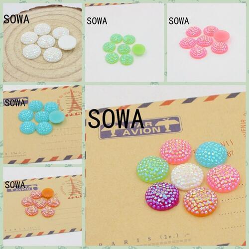 Cheapest.Multi Size 12mm 24pcs AB Color Flatback Resin Round Stone Beads Flatback Resin For DIY Wedding Decoration
