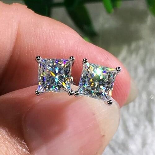 Female 6mm Small gemstone Earrings Fashion 925 Sterling Silver Wedding Double Earrings Vintage Stud Earrings For Women 10 styles