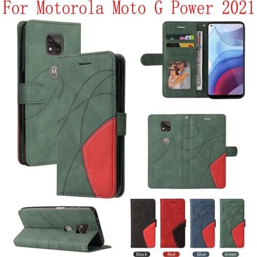 Sunjolly Case for Motorola Moto G Power 2021 Wallet Stand Flip PU Leather Phone Case Cover coque capa Case Cover