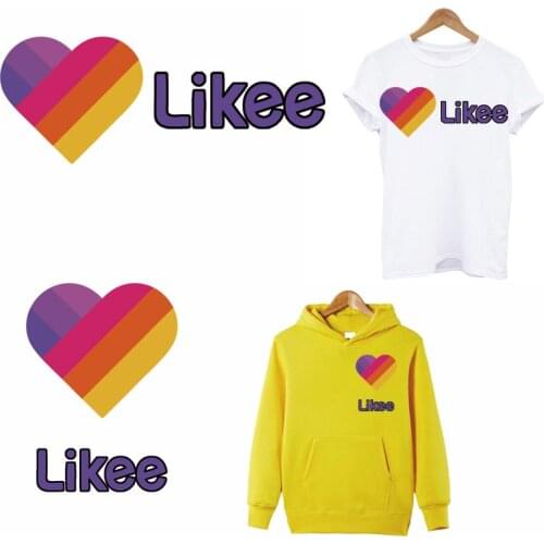 Likee App Thermal Sticker Applique On Clothes Blue Color Word Logo Iron-On Transfers For Clothing Diy Washable Decoration Patch