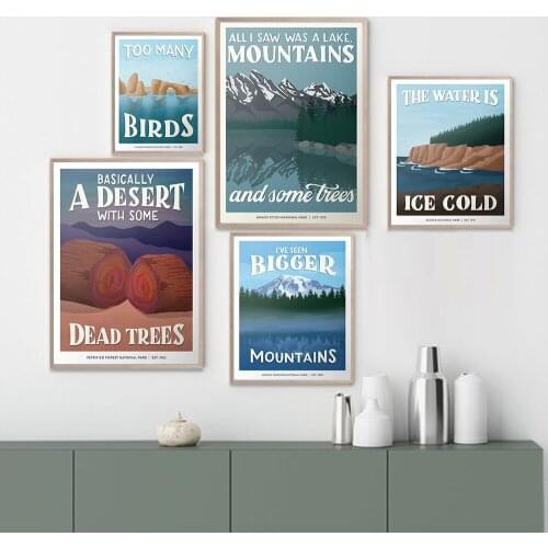 Vintage Grand Teton National Park Landscape Poster Mount Rainier Wall Poster Modern Wall Art Picture For Living Room Decor