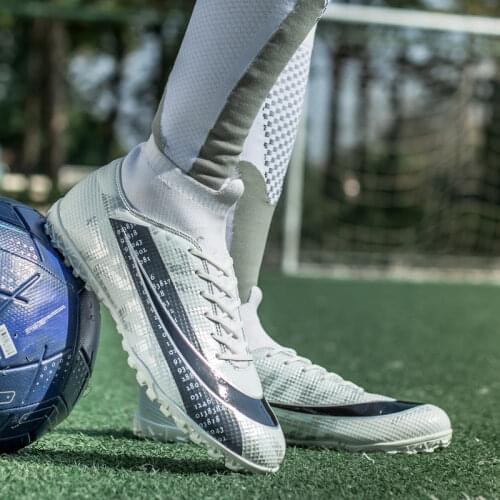 Unisex High Ankle Soccer Shoes Men Long Spike Football Boots Non-Slip Kids Sneakers Training Sport Shoes Boys Turf Soccer Cleats