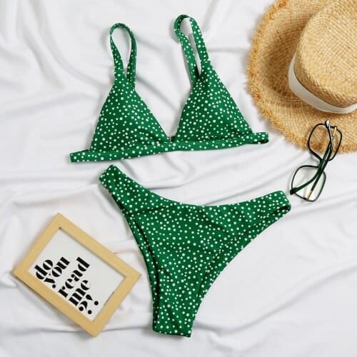 2021 New Retro Black and White Dot Sexy Triangle Pack Bikini 2-piece Womens Swimsuit