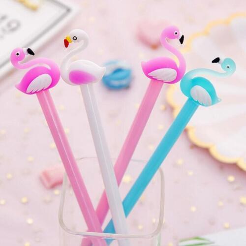 1pc Kawaii Flamingo Gel Pen Bullet Journal Korean Stationery Cute Pens Cartoon Office For School Supplies Black Signature Pen