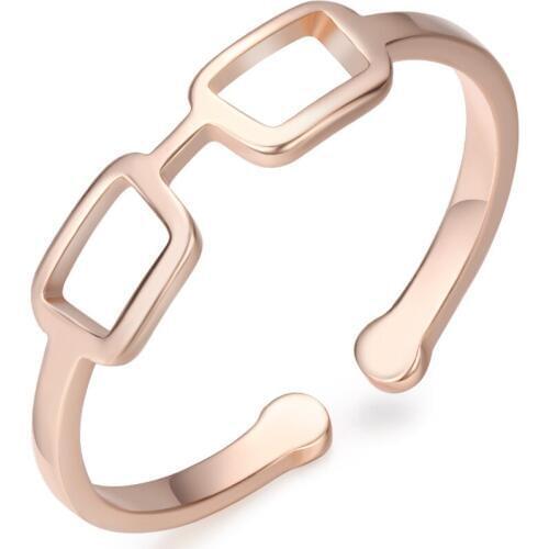 1PC Fashion Stainless Steel Glasses Mid Adjustable Joint Rings For Women Rose Gold Color Open Finger Ring Anel Jewelry R121-T2