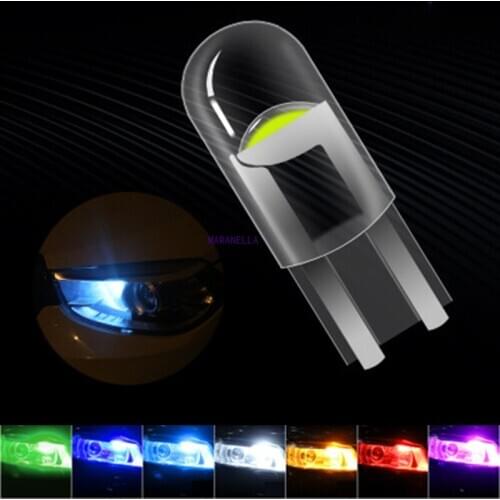 10PCS Led W5W T10 Cob Glass Car Light Bulb Auto Automobiles clearance Reading Dome Wedge License Plate Lamp DRL Car Styling 12v