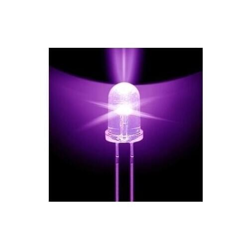 100PCS/Lot 5mm Round Purple UV LED Diode Super Bright Water Clear LED Light Lamp Purple color New