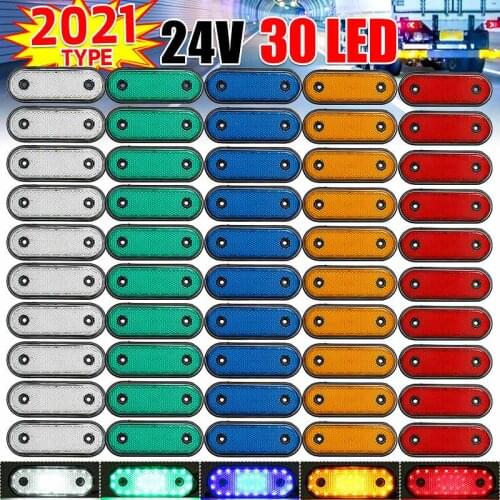 10x 24V LED Side Marker Light 30LED Rear Clearance Lamp Tail Lights For Truck Trailer Lorry Pickup RV Boats