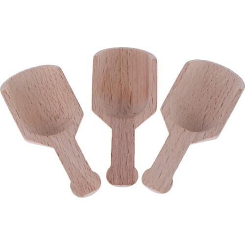 3pcs/set Wooden Bath Salt Spoon Wood Coffee Tea Scoops Mini Candy Bath Salt Spices Flavors Spoons