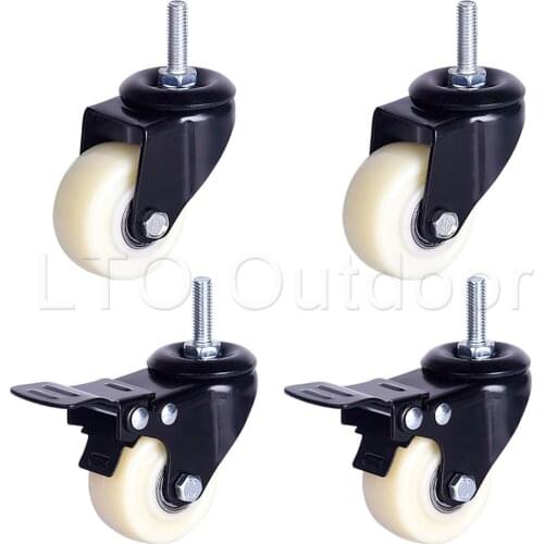 4PCS White PVC Double Bearing Furniture Caster No Noise With Screw, Suitable For Wheelbarrow Sofa Home Caster