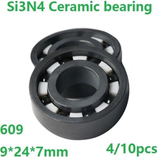 4/10pcs 609 Full Si3N4 ceramic bearing full Ceramic bearings silicon ceramic deep groove ball bearing 9*24*7mm
