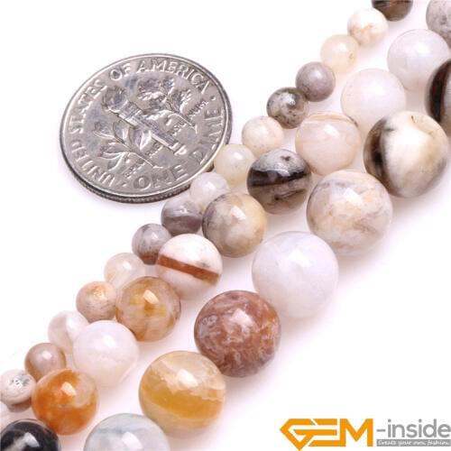 4mm 6mm 8mm Round Cream White Natural Bamboo Agates Stone Spacer Beads DIY Loose Beads For Jewelry Making Strand 15"Wholesale