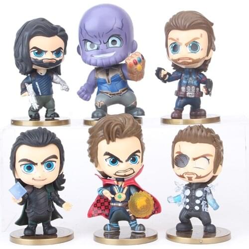 6pcs/set Marvel Avengers Winter Solider Thanos Loki Thor Doctor Stranger Captain American Figure Model Toys for Children