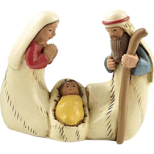 73mm Resin Christian Sculpture Jesus Nativity Ornament, Birth of Jesus Figurine Tabletop Shelves Christianity Religious Statue