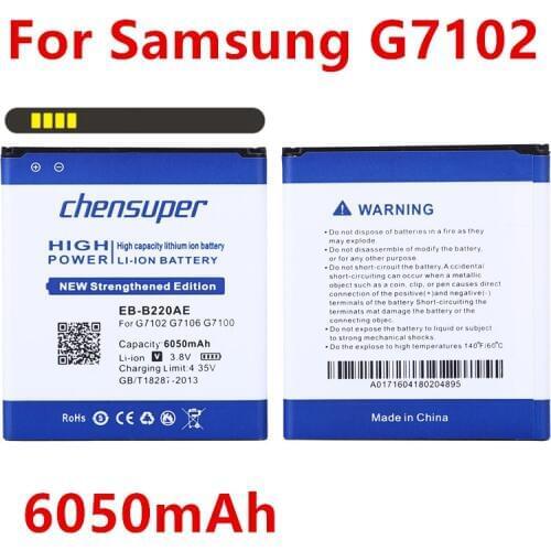 NEW EB-B220AC EB-B220AE Battery 6050mAh For Samsung Galaxy Grand2 G7108 G7102 G7109 I9295 i9507V EB-B220AE G7106 Grand 2 Battery
