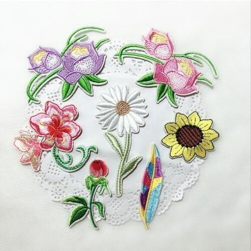 Fine Plants Flower Applique Clothing Embroidery Patch Fabric Sticker Iron on Sew on Patch Craft Sewing Repair Embroidered Decor