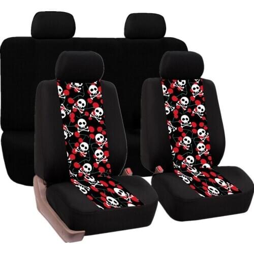 Car Seat Full Cover Universal cool Accessories Protector Styling red skull For VW POLO golf Peugeot 206 lada byd Hyundai Accent