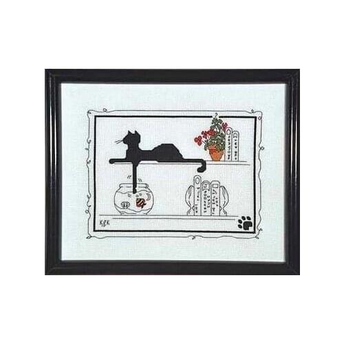 FREE Shipping Top Quality popular counted cross stitch kit cat and fish fishbowl