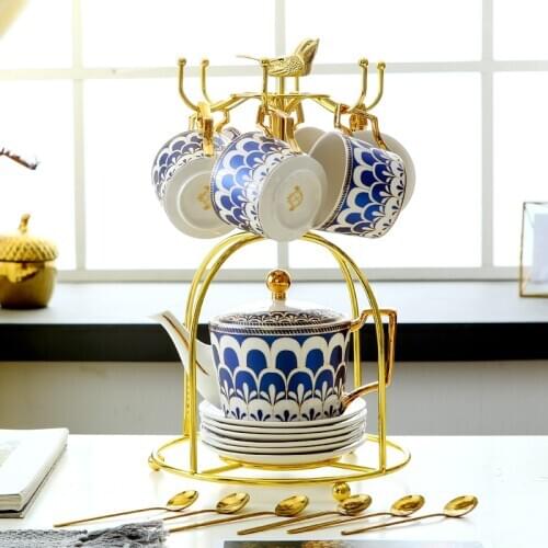 Teapot Tea Set Pot Ceramic Kettle Teaware Heat Resistant Tetera Infuser Bouilloire Theepot Coffee Cups Mugs Gold Handle Chaleira