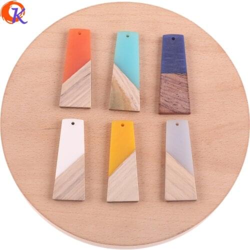 Cordial Design 30Pcs 19*49MM Jewelry Accessories/Hand Made/DIY Making/Trapezoid Shape/Natural Wood With Resin/Earring Findings