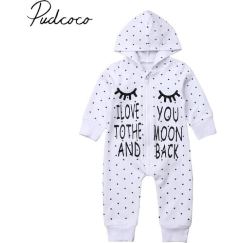 2018 Brand New Newborn Infant Kids Baby Girls Boys Casual Romper Letter Sleeping Eyes Long Sleeve Zipper Hooded Autumn Jumpsuit