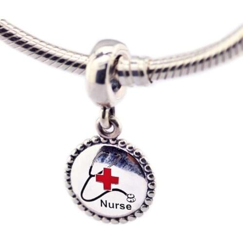 DIY Beads for Jewelry Making Sterling-Silver-Jewelry Nurse Dangle Charm Bead Charms Silver 925 Berloque Perles Women