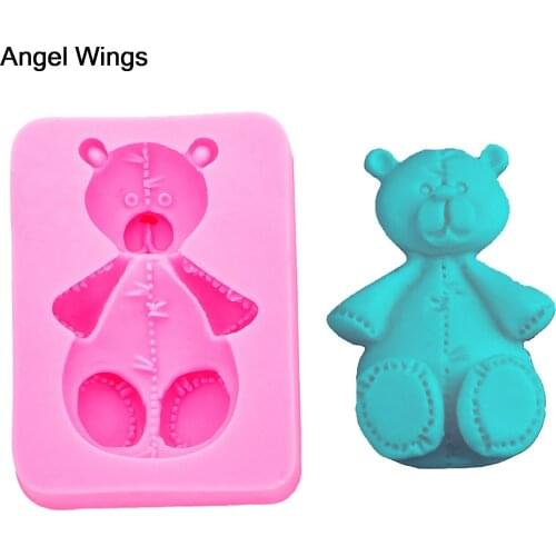 Food grade silicone mold 3D Reverse forming Fondant Cake Teddy Bear shaped for Polymer Clay Chocolate Soap Decoration Tools 1236