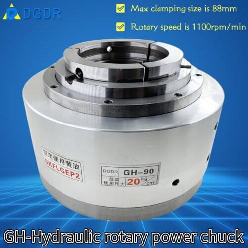 GH-90 high speed hydraulic chuck for capper big through hole rotary power chuck for laser cutting machine chuck