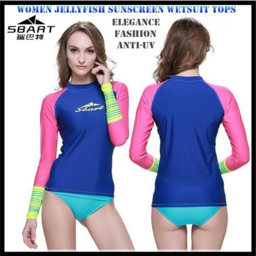 Sbart 923 Split Diving Long Sleeve Wetsuit,Women Beach Surfing Suits,Outdoor Sunscreen Anti-UV Two-piece Jellyfish Swimsuit Tops