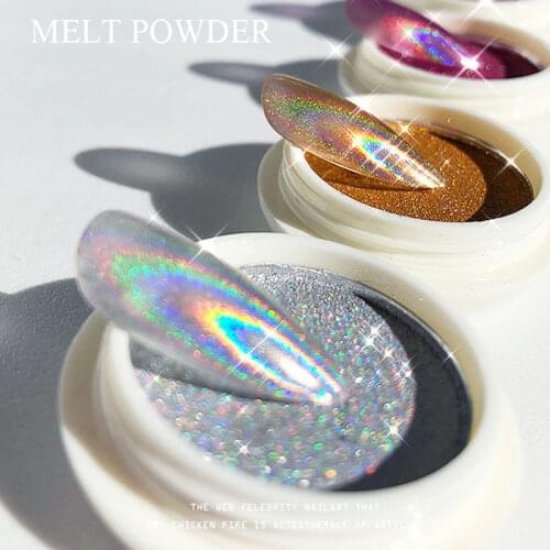 Holographic Nail Powder Chrome Laser Mirror Glitter Design Nail Art Pigment Rub Dust Flakes Decorations Brush Manicure Tools