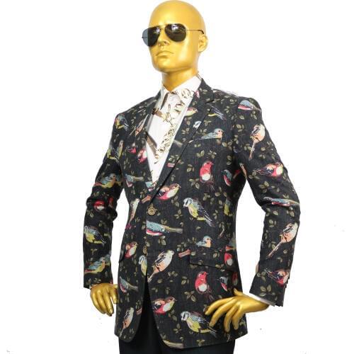 Custom tailor made Mens bespoke suits business designer wedding bespoke 2 piece suit(Jacket+Pants) bird floral cotton slim 19