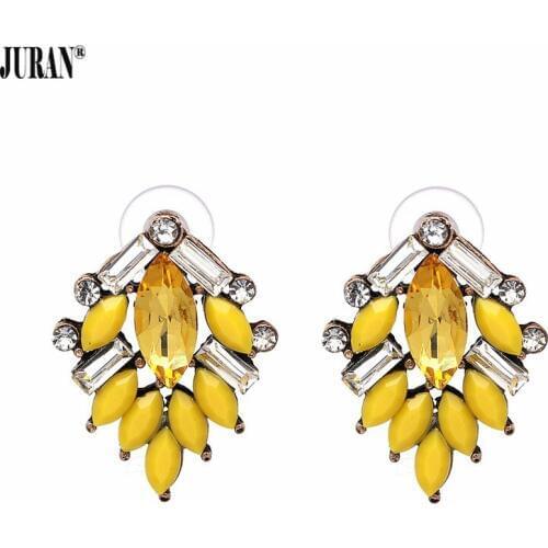 JURAN New Arrive Trendy Yellow Acrylic And Crystal Beads Earrings For Women 9 Colors Fashion Design Dangle Earrings Wholesale