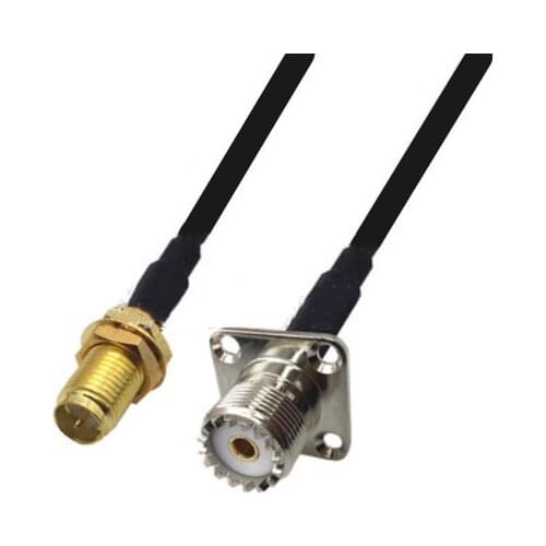 RG174 Cable RP-SMA Female To UHF SO239 Female 4 Hole Flange Panel Mount RF Coaxial Cable