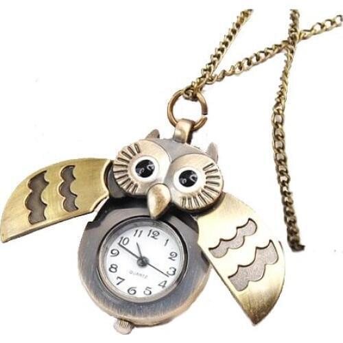 OWL POCKET WATCH Open Case Women necklace watch Vintage Jewelry Fashion Style Colors