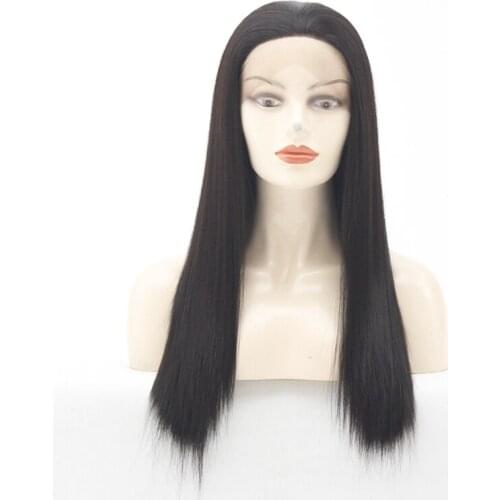 Natural Straight Black Short Wig for Ladies Soft Synthetic Hair Realistic Looking Heat Resistant Fiber Half Hand Tied 16 inches