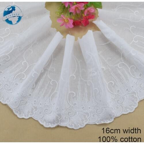 16cm wide 100% Cotton embroid lace sewing ribbon guipure trim wedding decoration DIY dolls colthes Accessories lace edge#4098