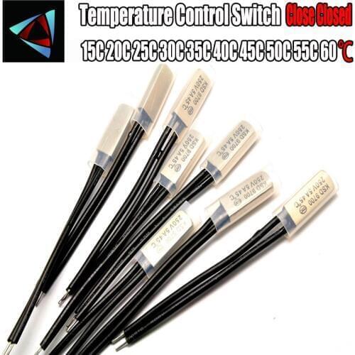 KSD9700 250V 5A 15~60 Degree Bimetal Disc Temperature Switch Close Closed Thermostat Thermal Protector