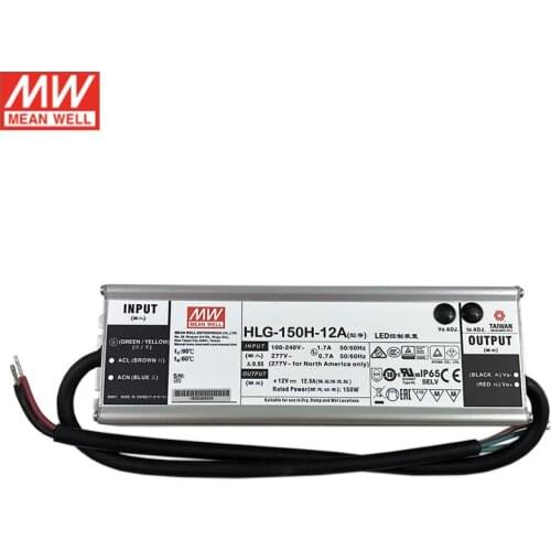 MEAN WELL LED Power Supply HLG-150H-12A 12V Adjustable LED driver 110V/220V AC to 12V DC 12.5A 150W waterproof IP65 Transformer