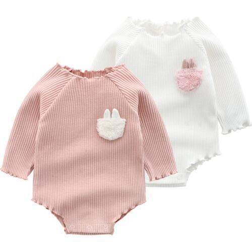 Rabbit Pocket Cute Newborn Infant Baby Girl Bodysuits Long Sleeve Girls Jumpsuits Bebe Body Tops Cotton Clothes