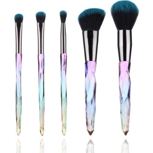 SAIANTTH 5pcs Crystal Diamond Handle Makeup Brushes Set Transparent Cosmetic Brush Foundation Eye Shadow Beauty Kit Make Up Tool