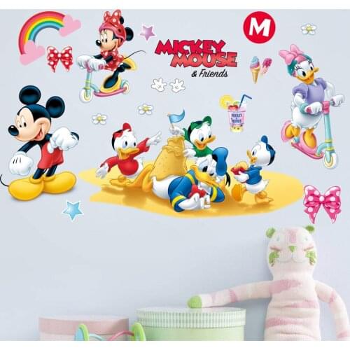 Disney Minnie Mickey Mouse Wall Stickers For Kids Girls Rooms Nursery Home Decor Cartoon Wall Decals Diy Mural Art Kids Gifts