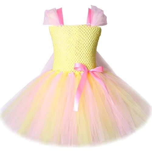 Yellow Pink Pony Dress Up Costumes for Baby Girls Birthday Dresses Toddler Kids Halloween Tutu Costumes Children Cartoon Outfit
