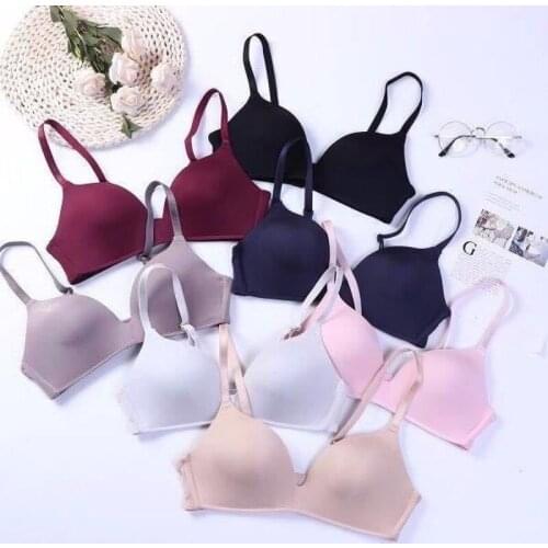 Hikigawa Underwear Women Bra Solid Wireless Linght Thin Push Up Bra Seamless Comfortable Gather Brassiere A B Cup Lingerie
