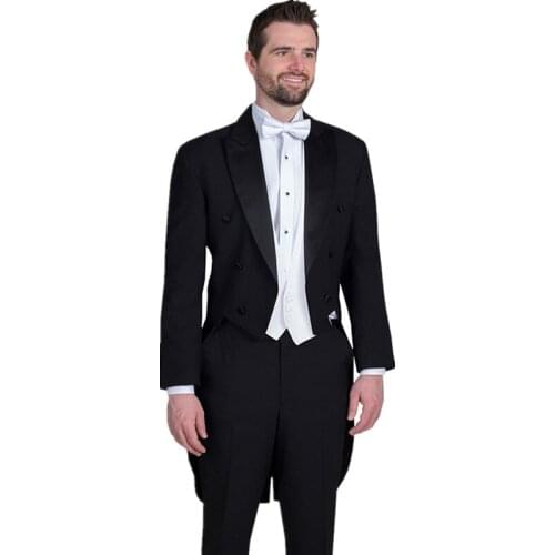 New Mens Wedding Suits Groomsmen Tuxedo Prom Groom Formal Best Men Black Double Breasted Slim Fit Mens Suits Peak Lapel Blazer