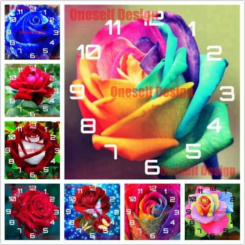 New style 5d diamond painting clock flower diamond embroidery clock flower rhinestone pictures decoration home diamond art kit