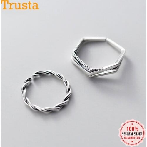 Trustdavis Authentic 925 Sterling Thai Silver Cross Twist Opening Ring Sizable For Women Silver 925 Ring Jewelry Gift DA733