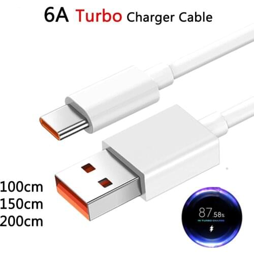 Xiaomi Original 1/1.5/2M Turbo Charger Cable 55W Fast Charging 6A For Mi 11 10T 10 Pro 5G Black Shark 3S Redmi Note 9 10 K40 Pro