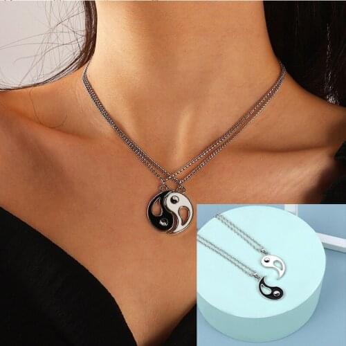 Wild Couple Bracelet Necklace Chinese Tai Chi Feng Shui Hematite Leather Cord Alloy Pendant Braided Bracelet Gift